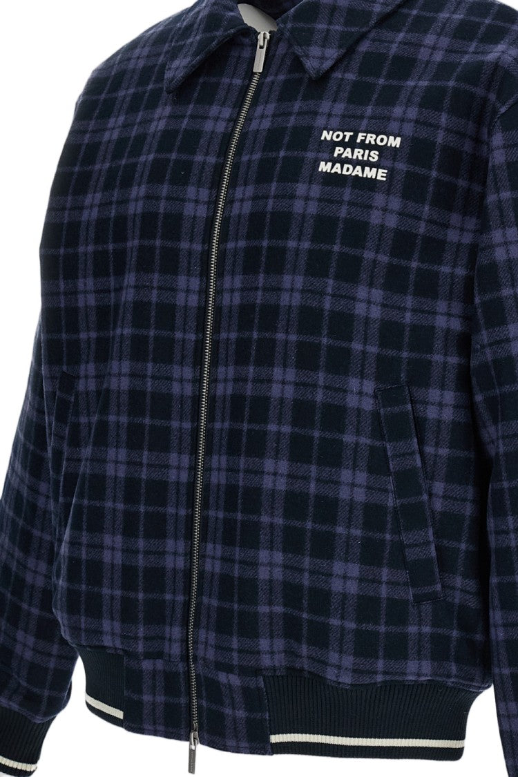 Drôle De Monsieur Checked Flannel Jacket With Signature Slogan
