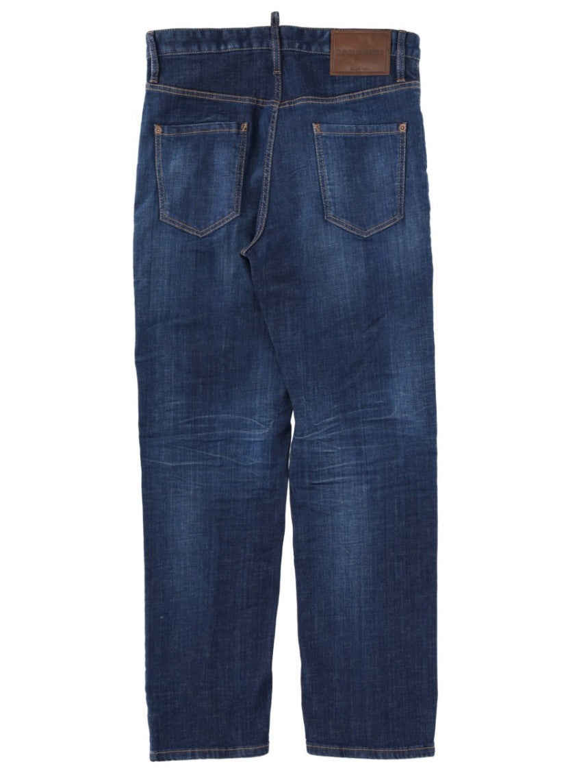 Dsquared2 Subtly Faded Dark Blue Cotton Jeans