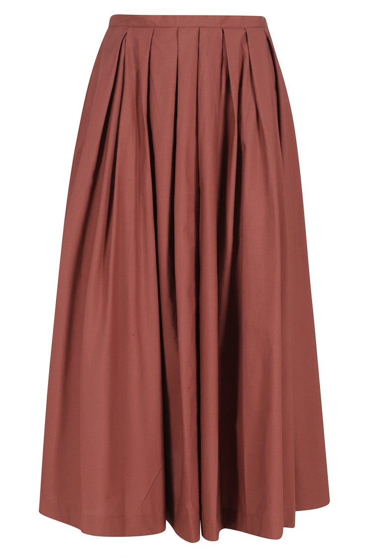 Roberto Collina Brick Structured Pleated Cotton Midi Skirt