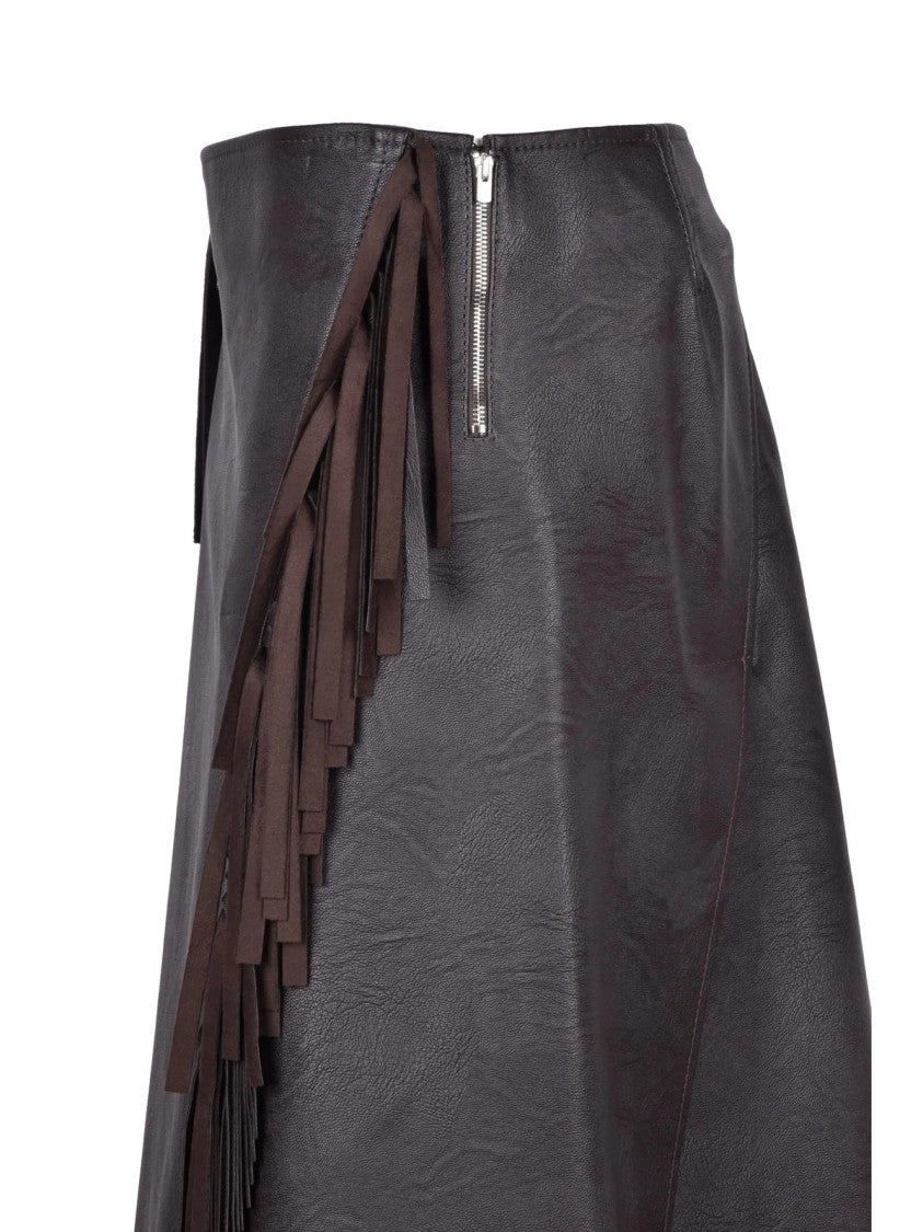 Stella Mccartney Brown Polyester Viscose Women's Faux Leather Skirt