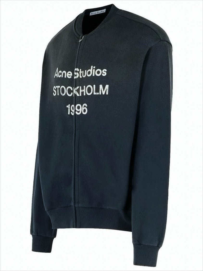 Acne Studios Boxy Cropped Long-Sleeve Sweatshirt With Bold Embroidery