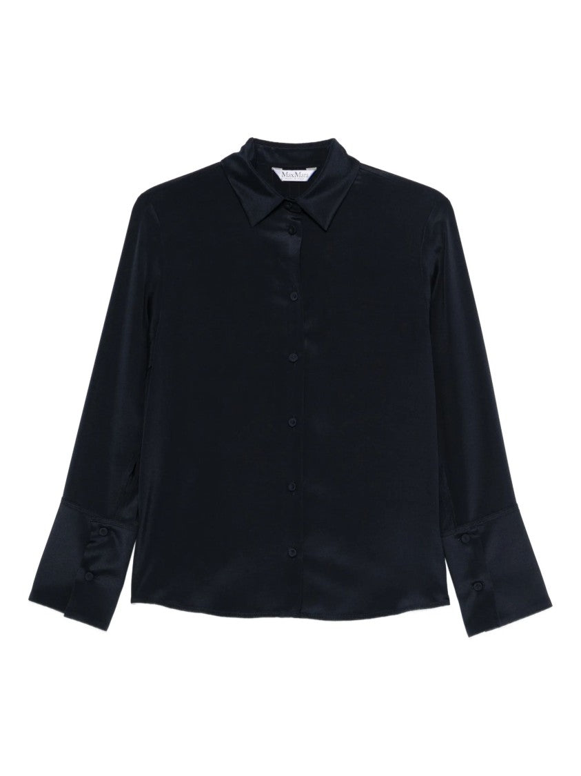 Max Mara Black Smooth Silk Casual Shirt