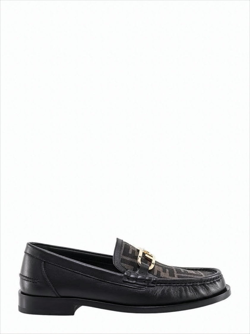 Fendi Geometric Pattern Loafer With Gold-Tone Detail