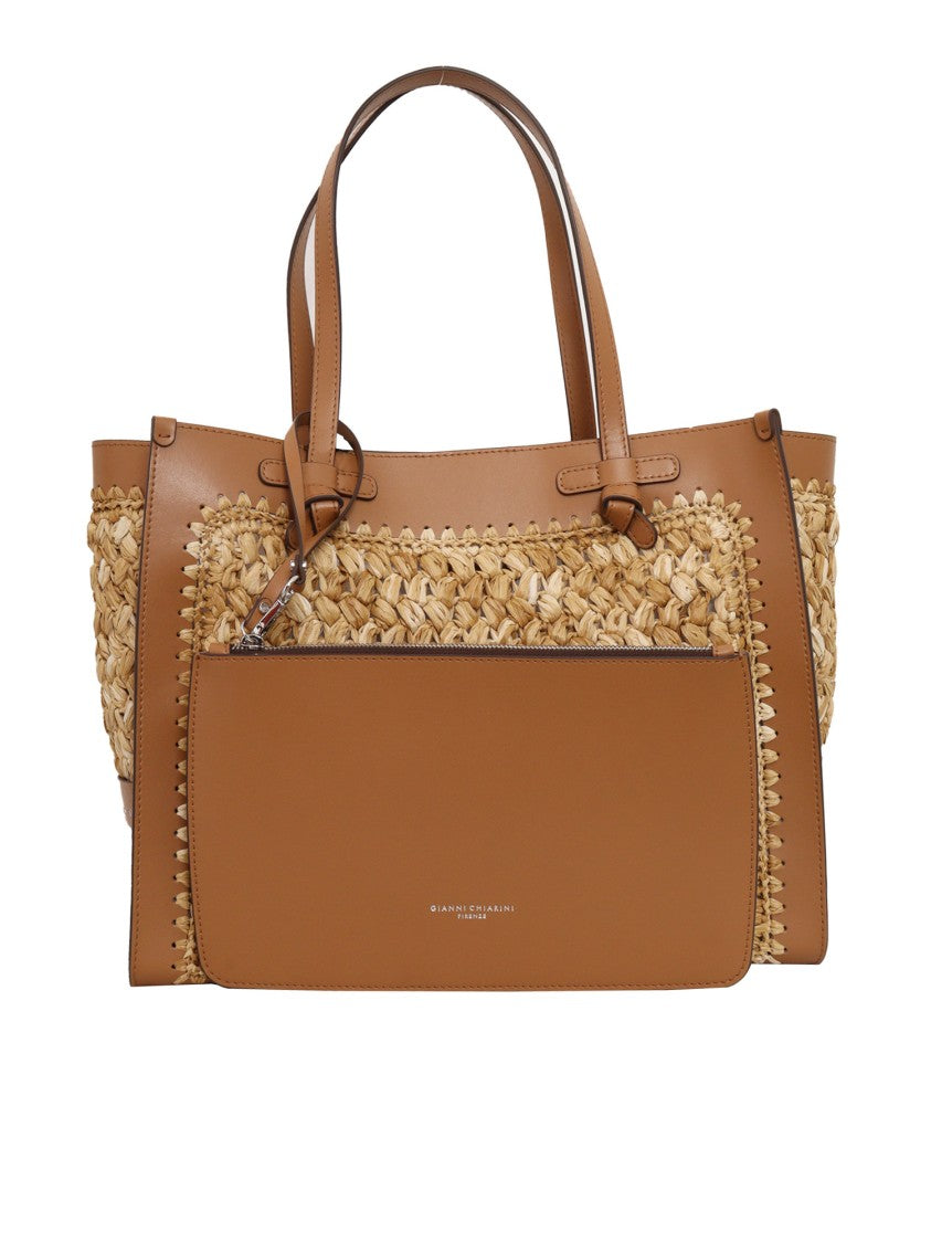 Gianni Chiarini Woven Texture Tote Bag With Leather Accents