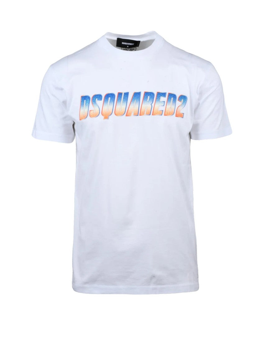 Dsquared2 Cotton T-Shirt With Gradient Logo Print