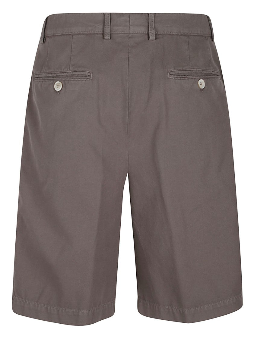 Brunello Cucinelli Tailored Brown Cotton Shorts With Refined Details