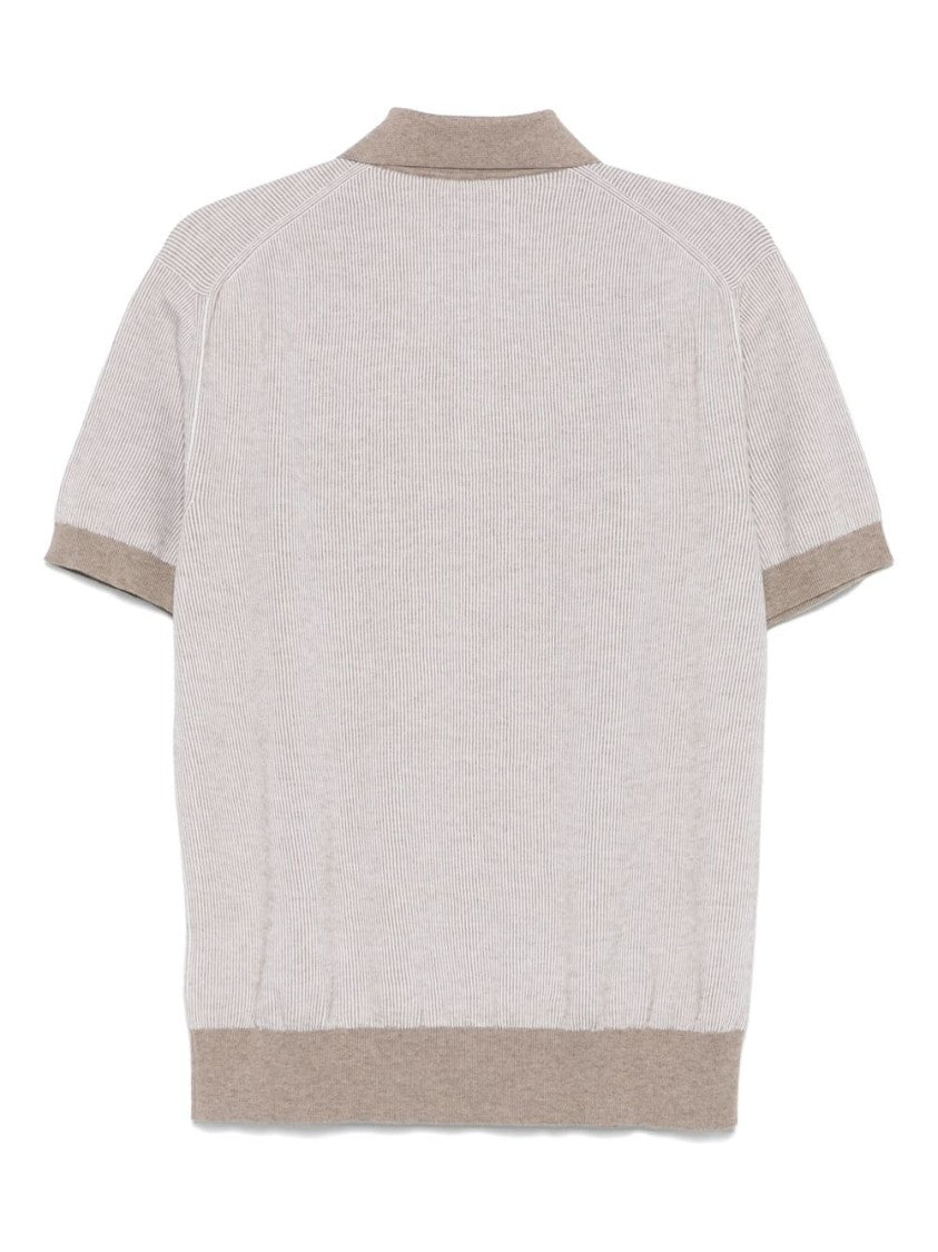 Paul & Shark Sand Beige Short Sleeve Polo With Classic Collar