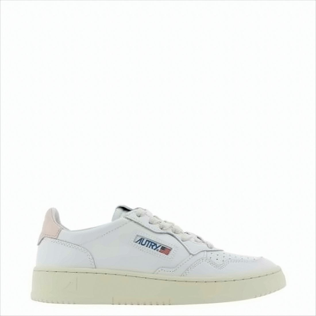 Autry Minimalist White Leather Sneakers With Pastel Heel Detail