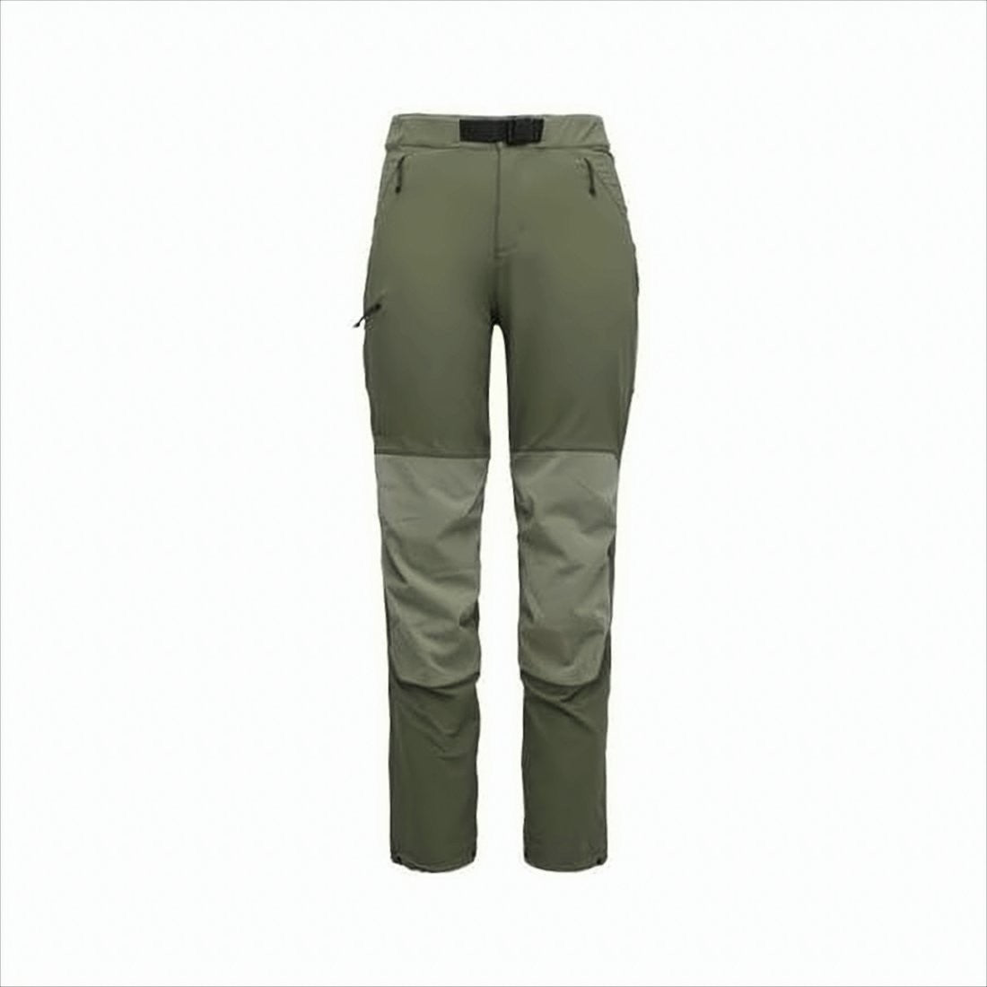 Black Diamond Two-Tone Straight Pants With Built-In Belt And Reinforced Areas