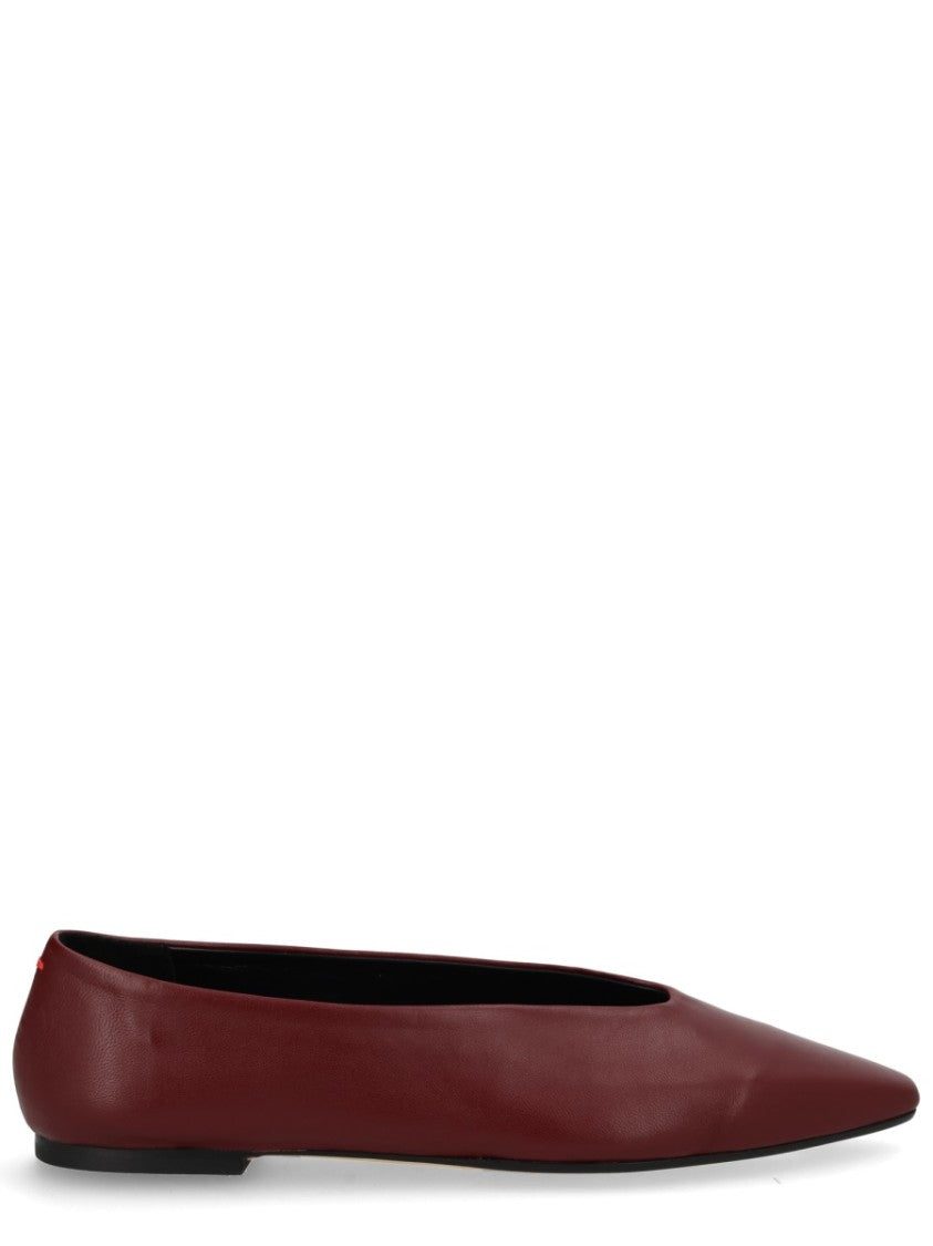 Aeydē Betty Burgundy Pointed Toe Nappa Leather Ballerina Flats
