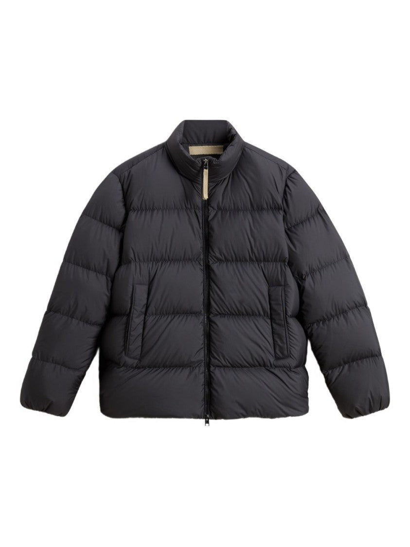 Woolrich Quilted Black Puffer Jacket With High Collar