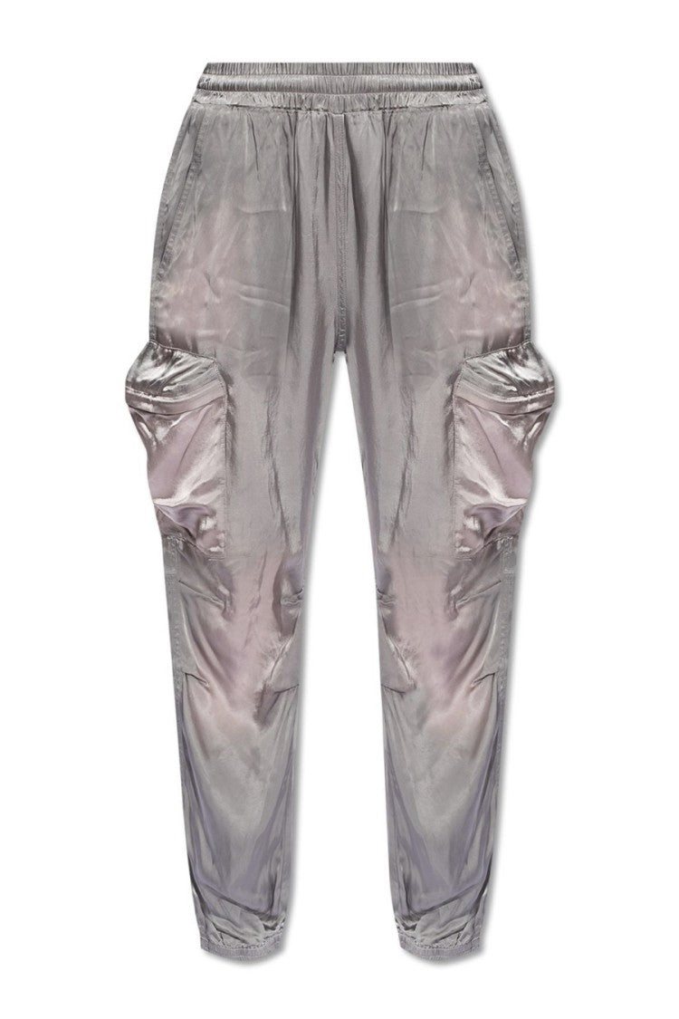 Diesel Silver Polyester Wide-Leg Cargo Pants