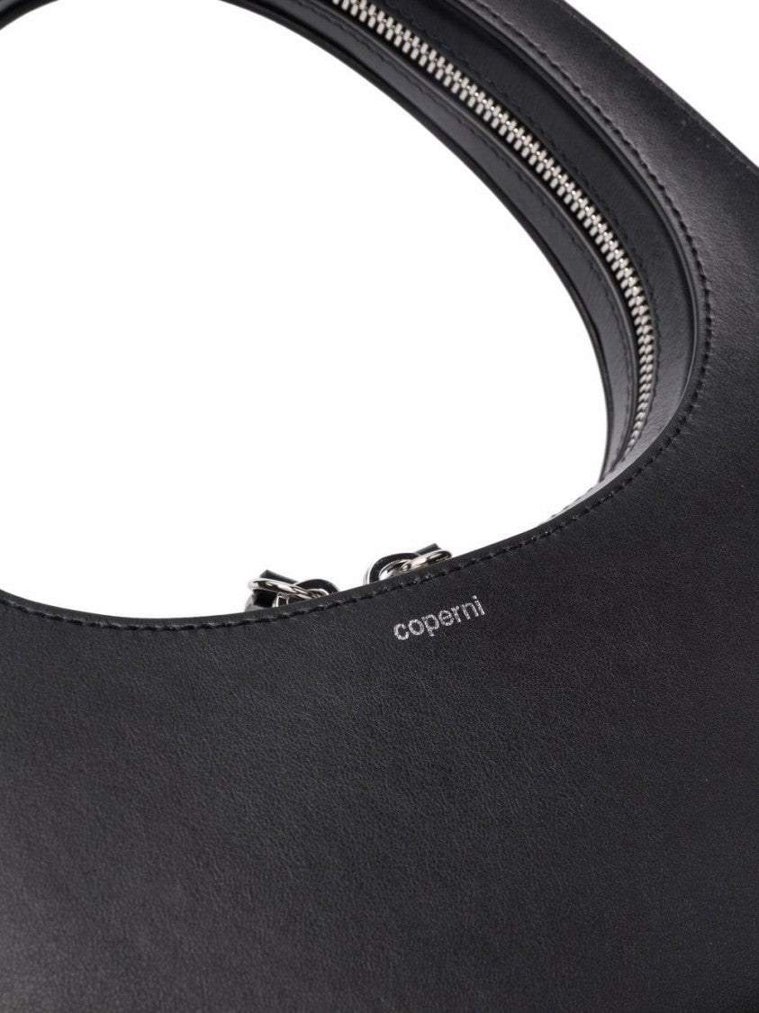 Coperni Rounded Triangular Black Leather Handbag
