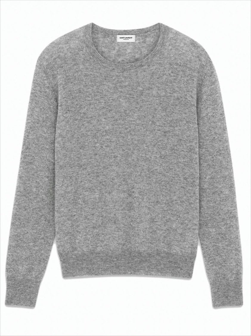 Saint Laurent Light Grey Cashmere-Silk Blend Sweater
