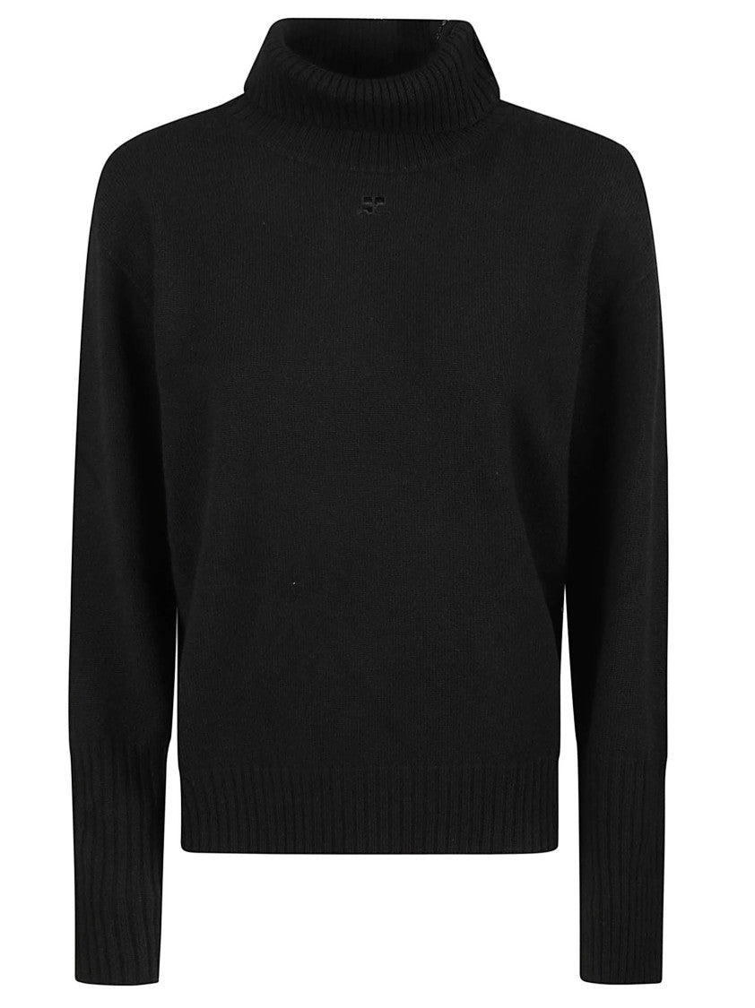 Courrèges Ribbed Merino Wool High Neck Sweater