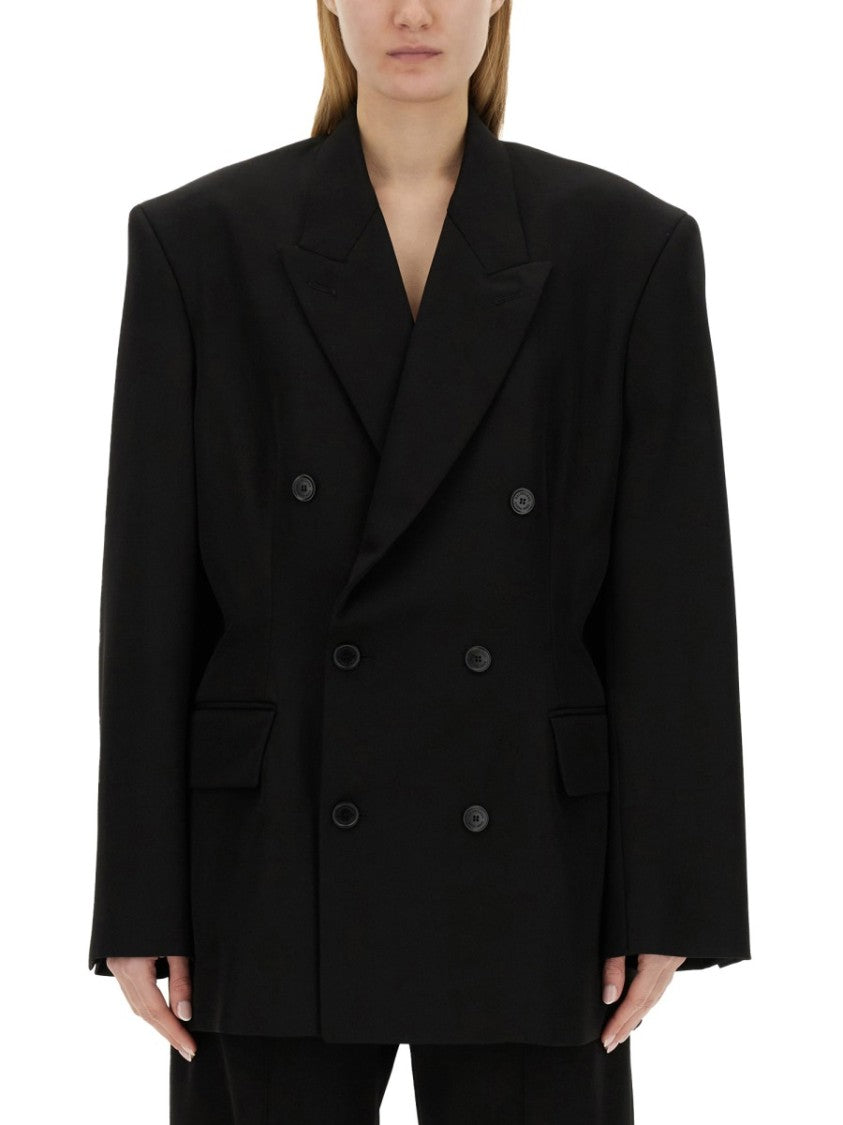 Balenciaga Oversized Wool Jacket With Cinched Waist
