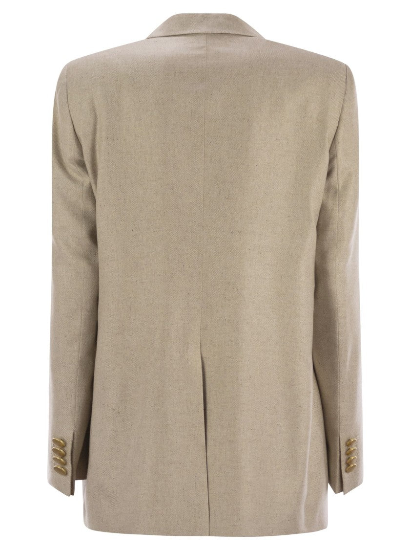 Tagliatore Silk Two-Button Jacket With Patch Pockets