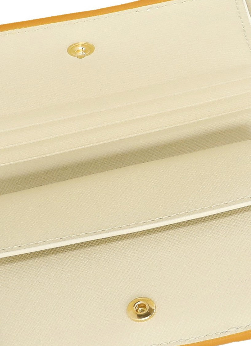 Marni Compact Color-Block Leather Wallet With Gold Accents