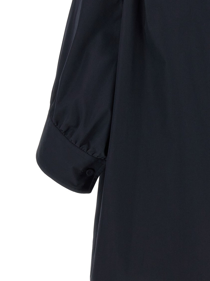 Jil Sander Boxy Black Cotton Poplin Shirt With Curled Sleeves