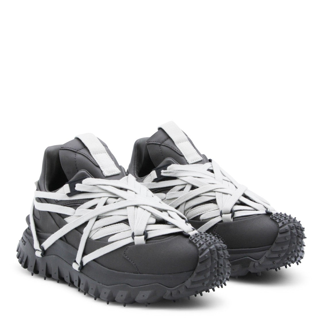Moncler X Rick Owens Dark Grey Leather Megalace Sneakers