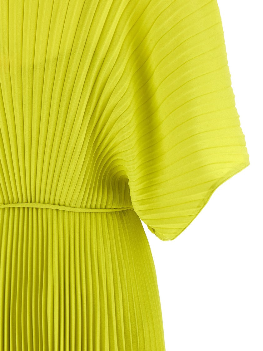 Twin-Set Empire Waist Pleated Crepe De Chine Midi Dress