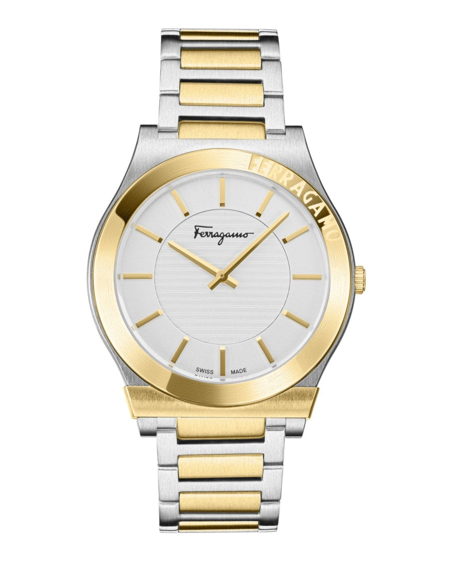 Ferragamo Gancini Bracelet Watch With Two-Tone Case
