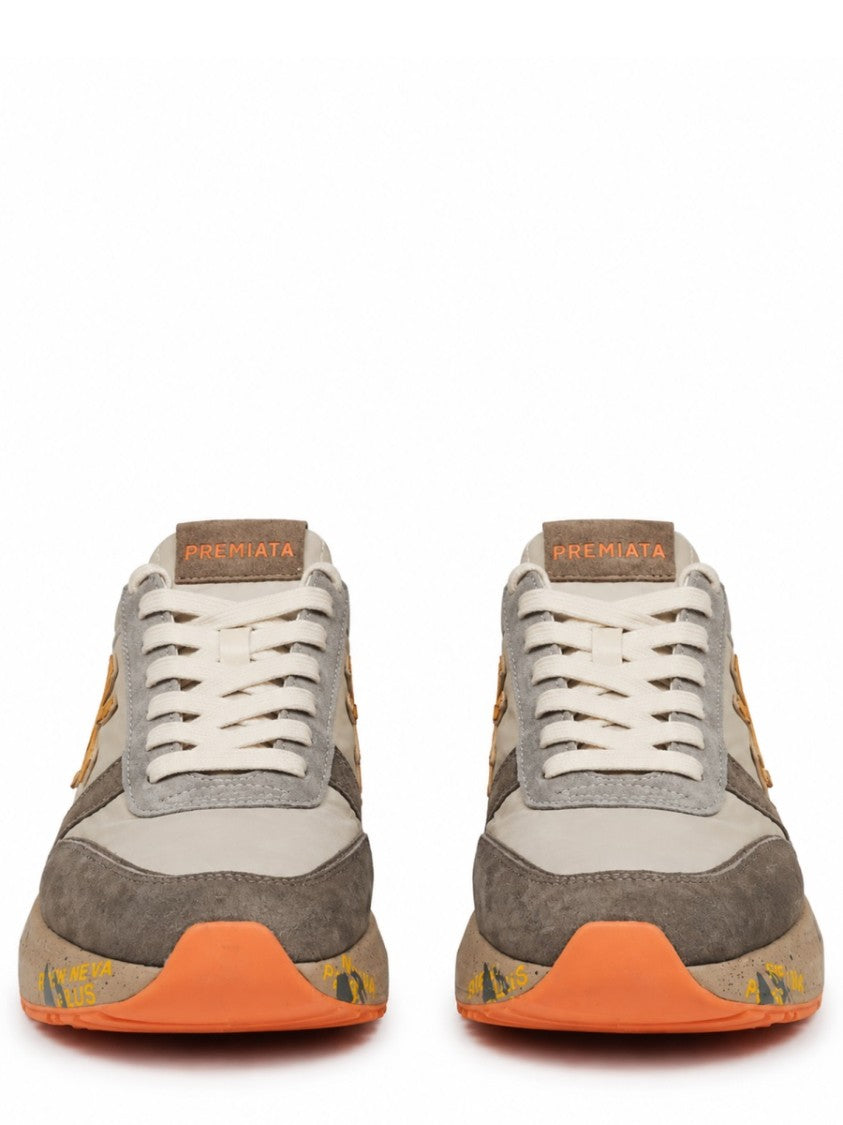 Premiata Multicolour Sneakers With Mustard Logo And Speckled Sole