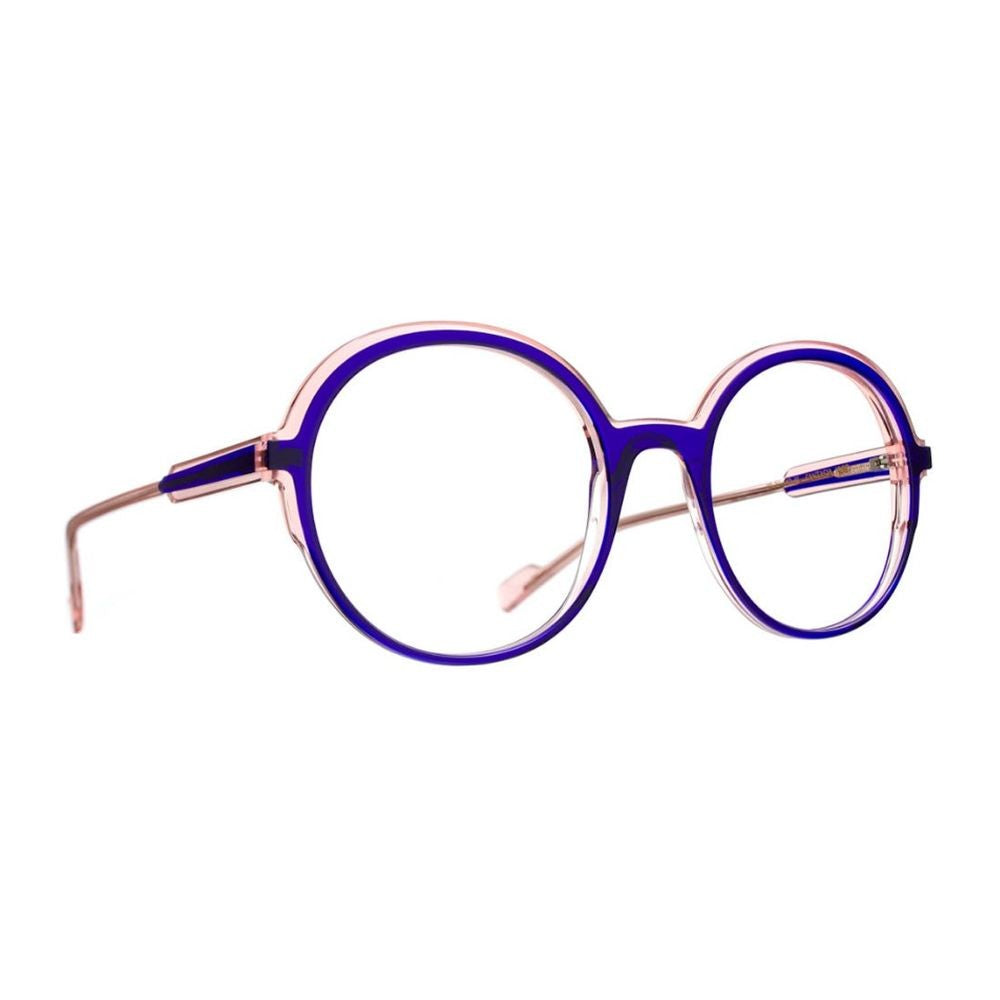 Blush Round Acetate Eyeglass Frames In Deep Blue