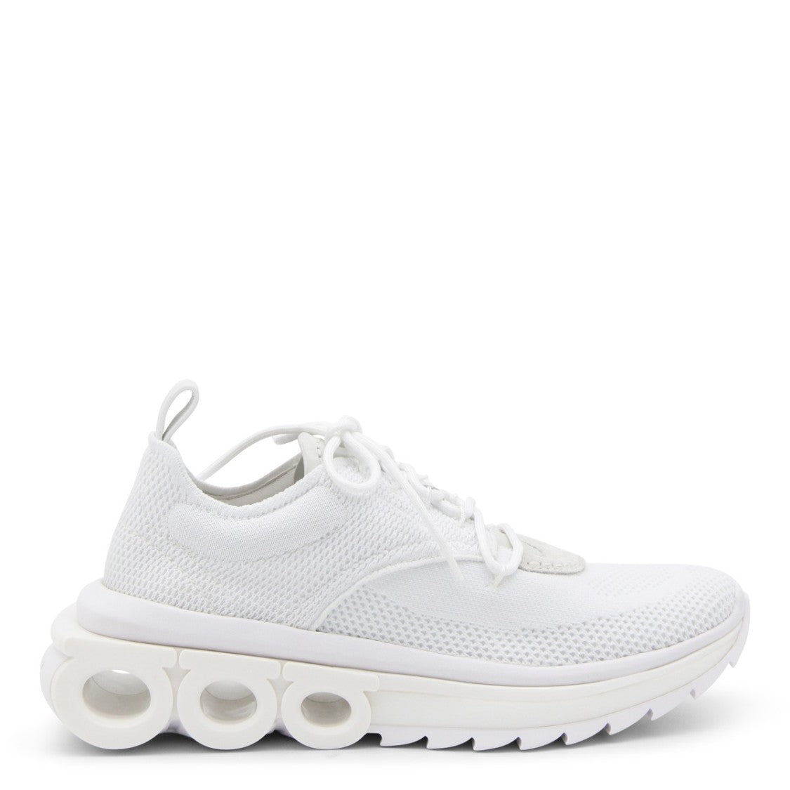Ferragamo White Cotton Fastening Sneakers