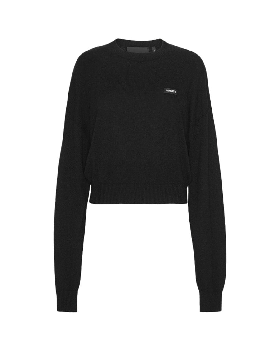 Rotate Black Basic Crew-Neck Sweater
