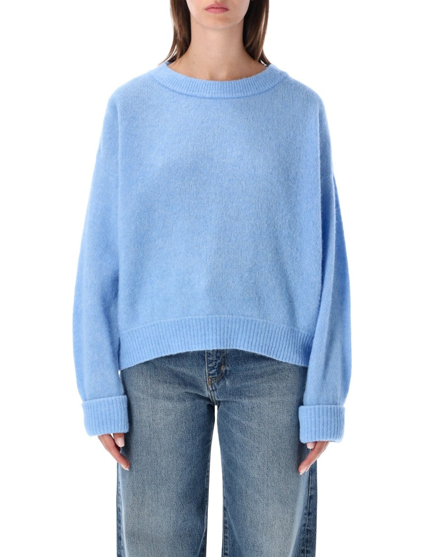 American Vintage Wide-Fit Alpaca Wool Knit Sweater With Boat Neckline