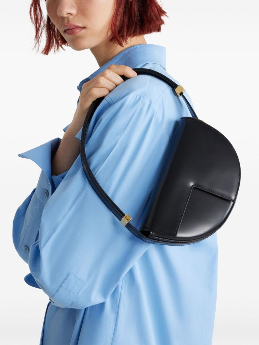 Patou Half-Moon Black Calf Leather Bag With Gold-Tone Hardware