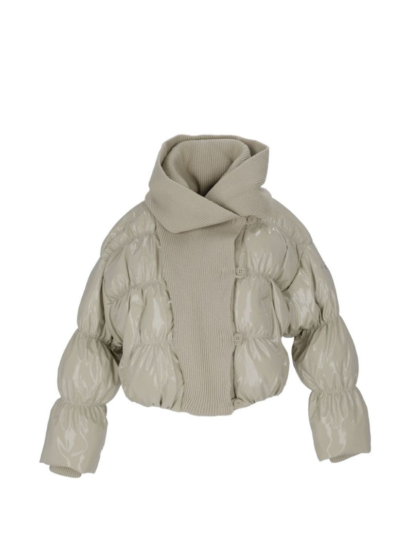 Diesel Cropped Padded Coat With Ribbed Knit Collar