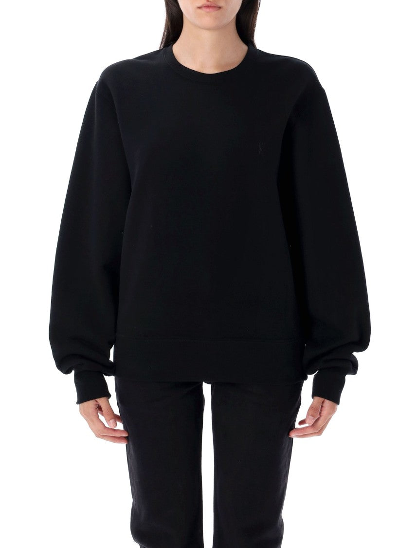 Saint Laurent Cassandra Embroidered Logo Fleece Sweatshirt