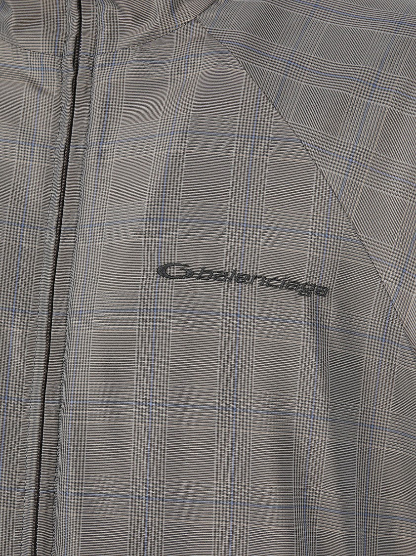 Balenciaga Gray Checked Technical Nylon Bomber Jacket