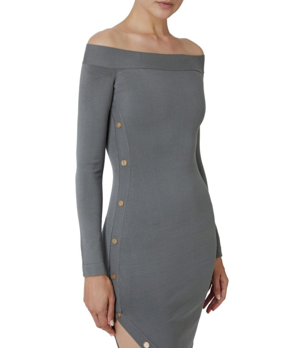 Elisabetta Franchi Steel Knitted Midi Dress