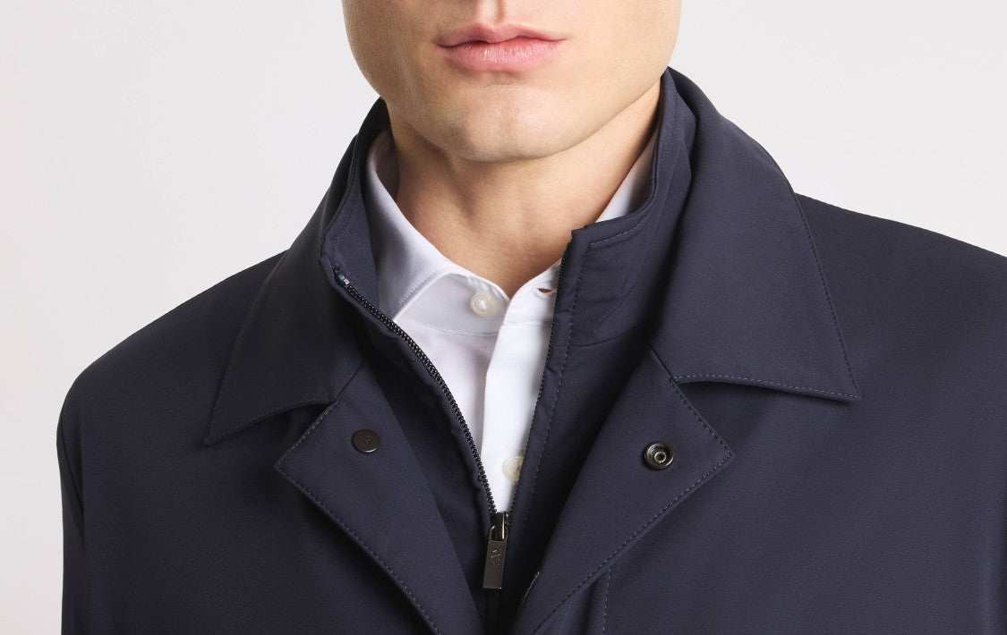 Fay Navy Blue Versatile Jacket With Minimalist Design