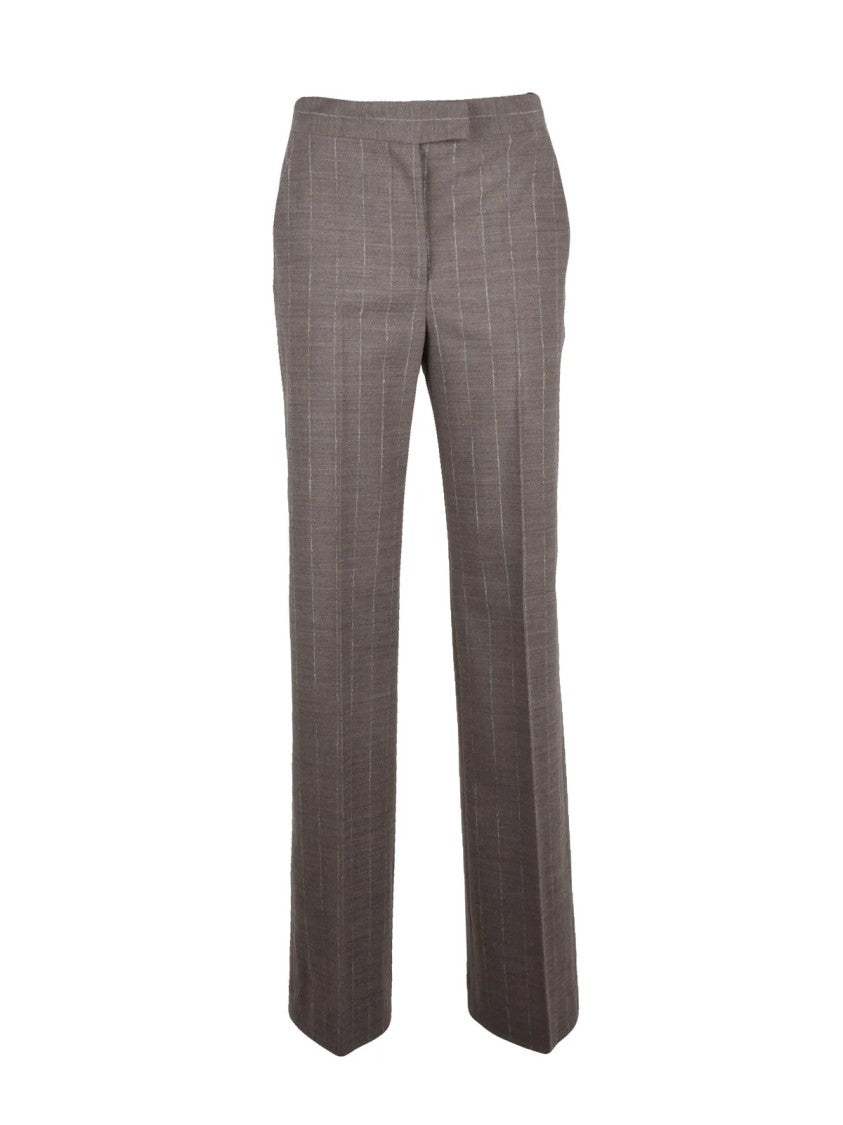 Antonelli Beige Stretch Virgin Wool Zip Wide-Leg Pants