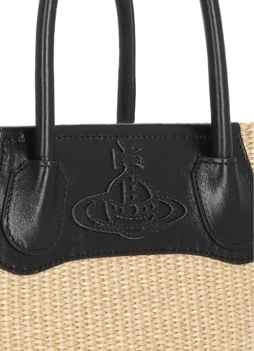 Vivienne Westwood Troy Small Tote Bag With Removable Leather Strap And Embossed Logo