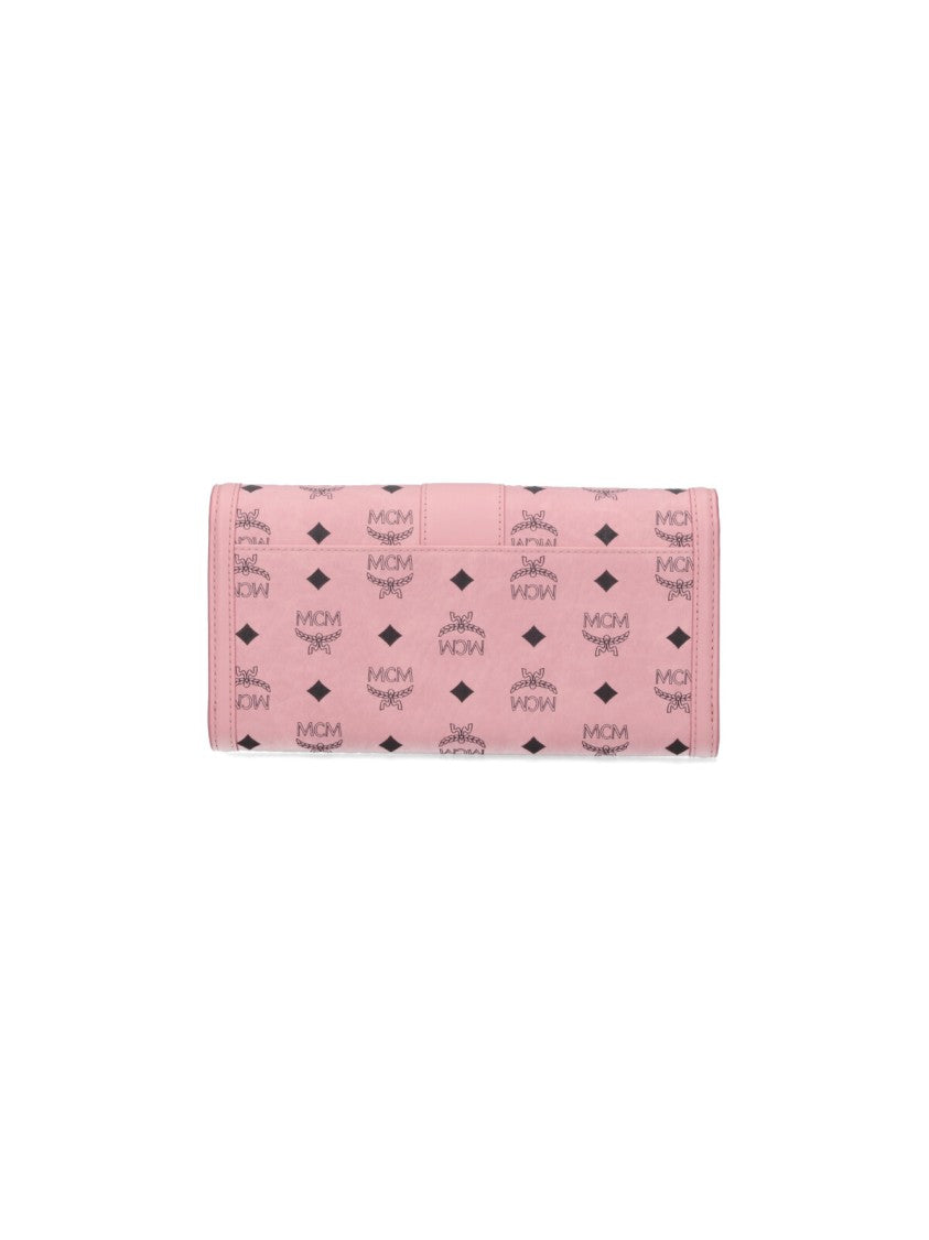 Mcm Tracy Chain Wallet In Pink "Visetos" Leather