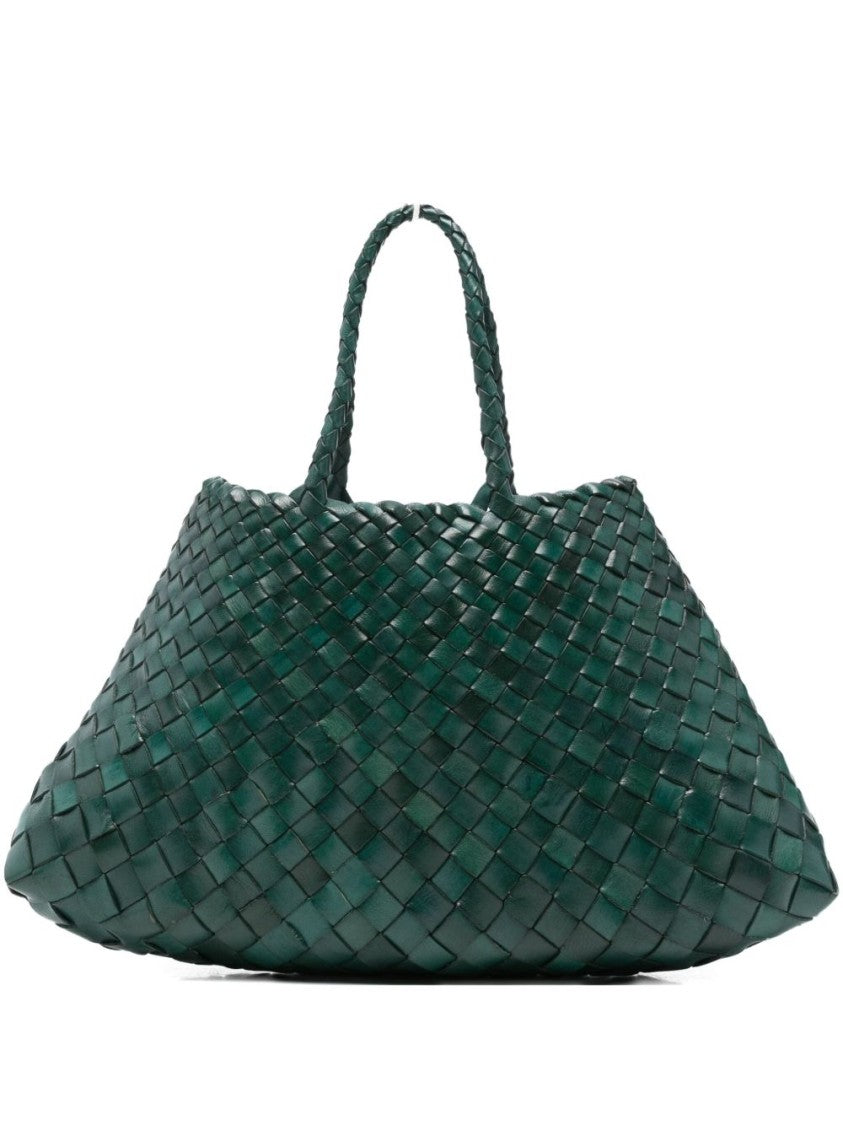 Dragon Diffusion Woven Calfskin Tote Handbag With Braided Handles