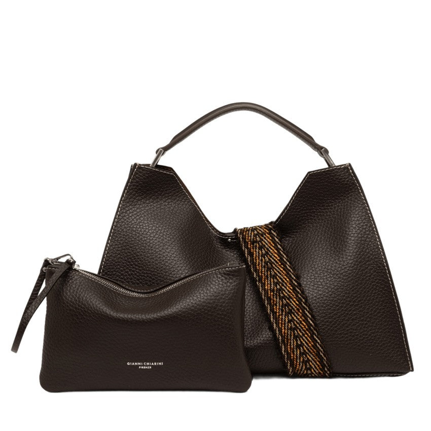 Gianni Chiarini Trapezoidal Shoulder Bag In Double Grain Leather