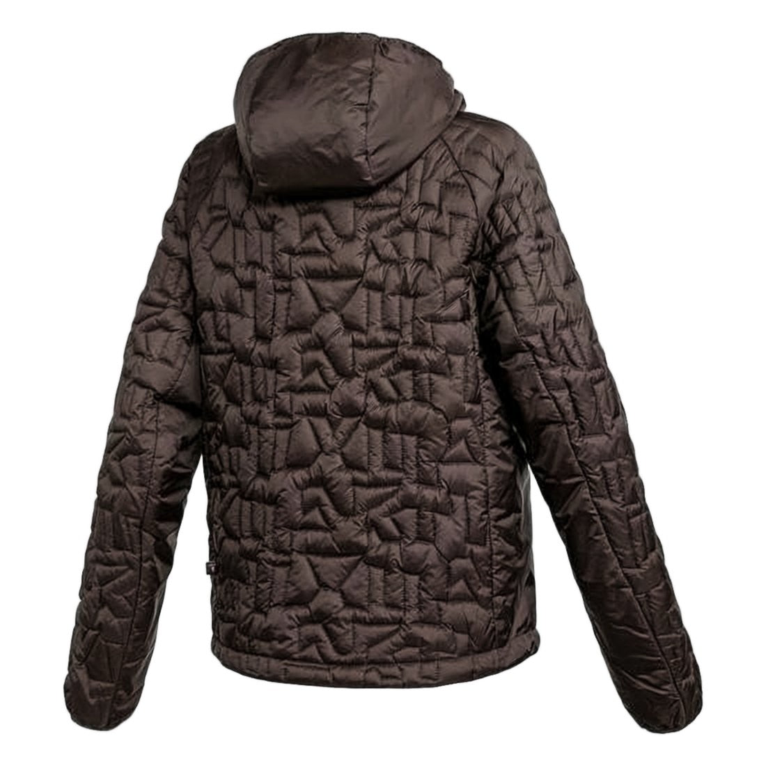 Adidas Quilted Brown Hooded Jacket With Geometric Stitching