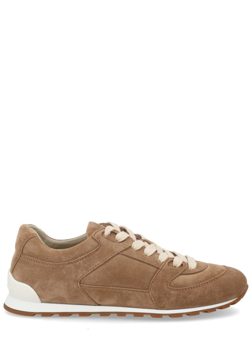 Brunello Cucinelli Brown Low-Top Calf Leather Suede Sneakers