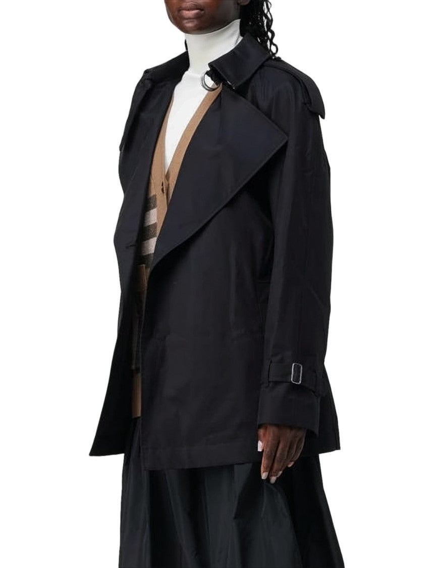 Burberry Double-Breasted Black Trench Coat With Belted Waist