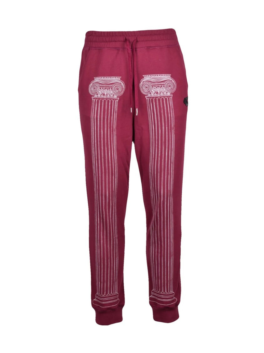 Vivienne Westwood Anglomania Red Track Pants With Column Print And Elastic Waistband