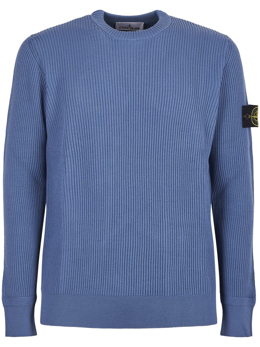 Stone Island Ribbed Knit Sweater With Crew Neckline