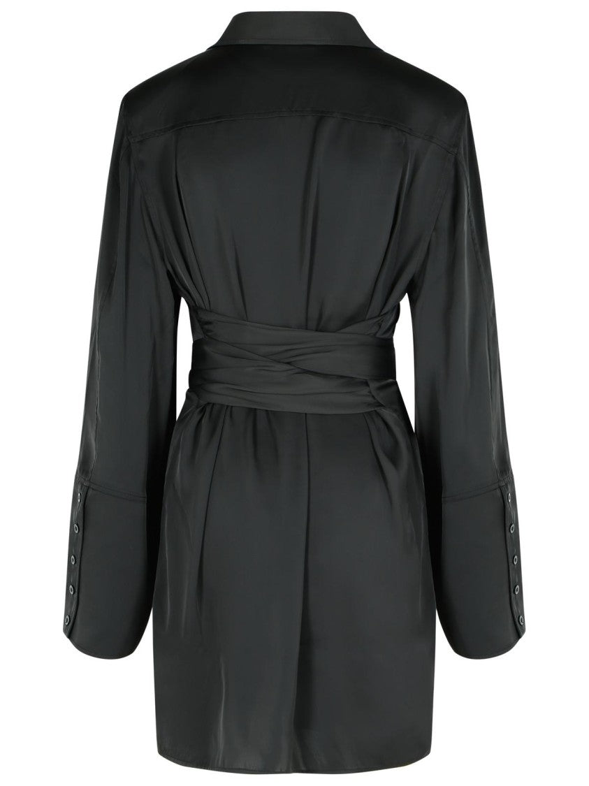 Rotate Black Polyester Shirt Dress