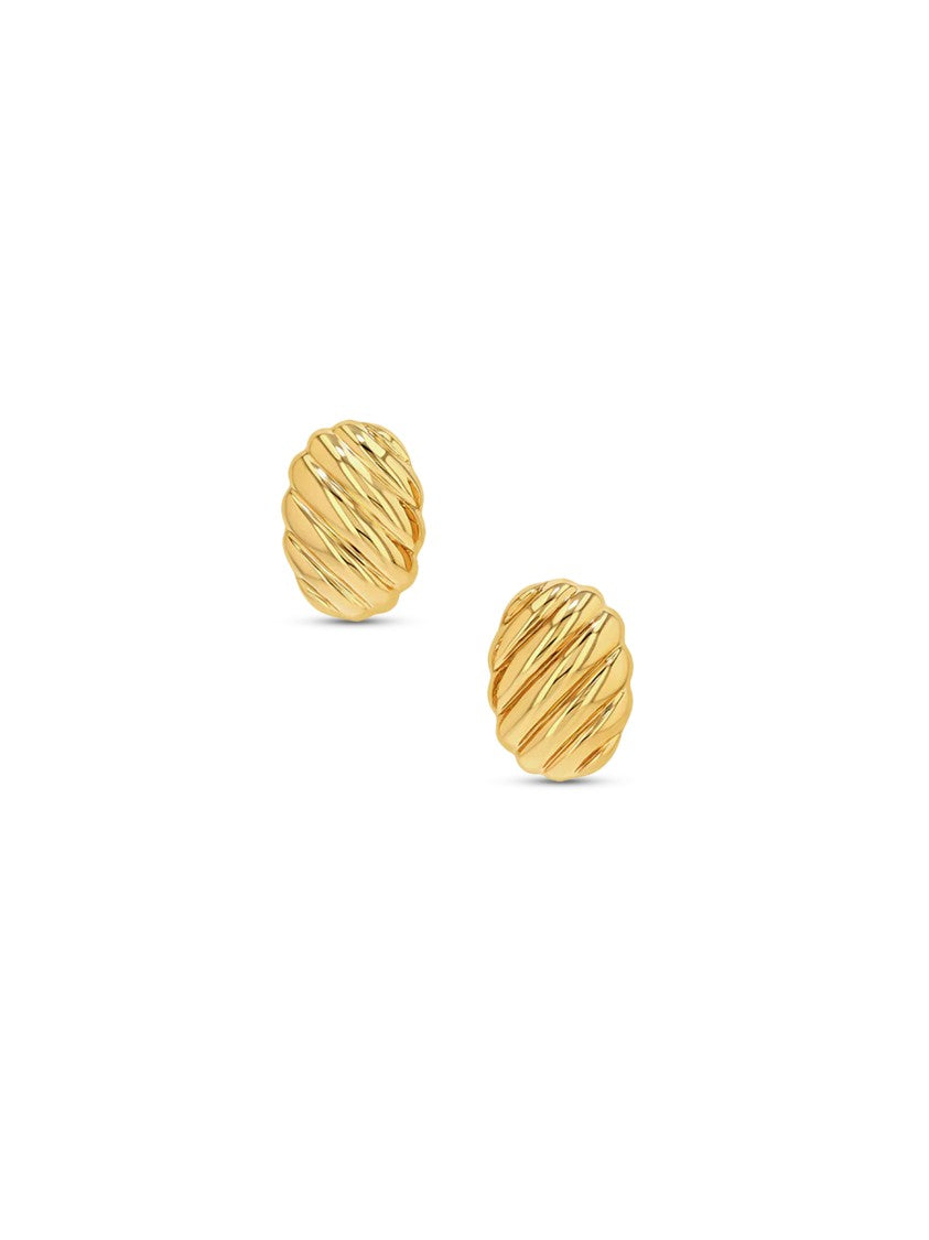 Anine Bing Ribbed Oval Earrings In 14K Gold Plated Brass