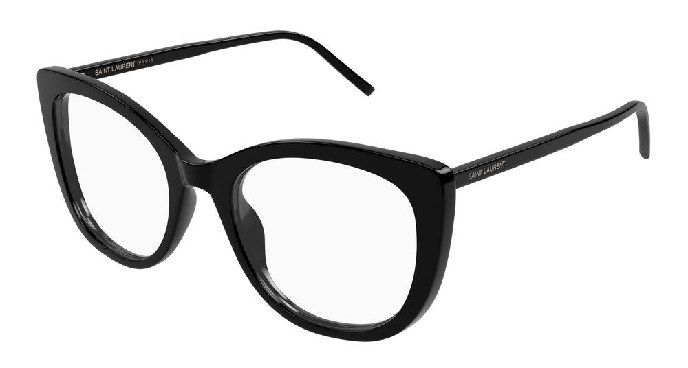 Saint Laurent Black Glossy Acetate Frame Oversized Eyeglasses
